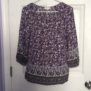 Size medium purple floral 3/4 sleeve top